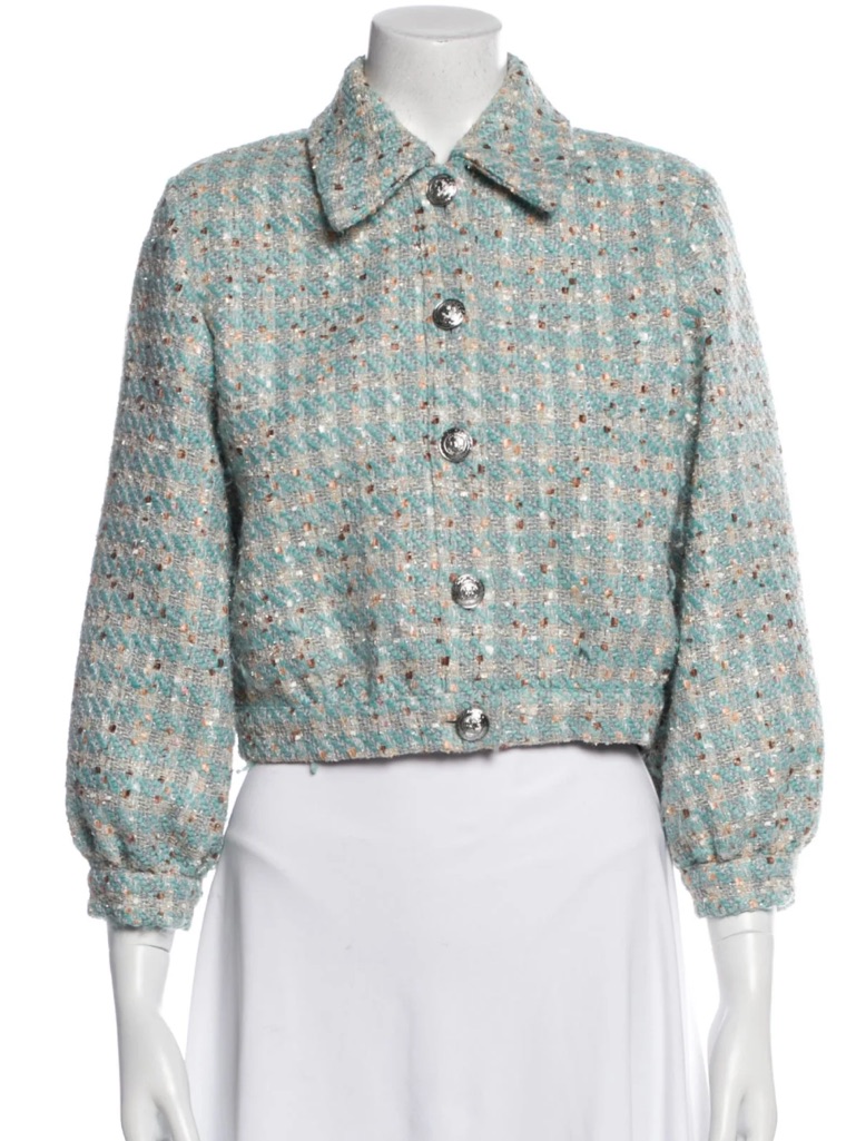 L’agence Tweed Pattern Jacket Blue - 8
